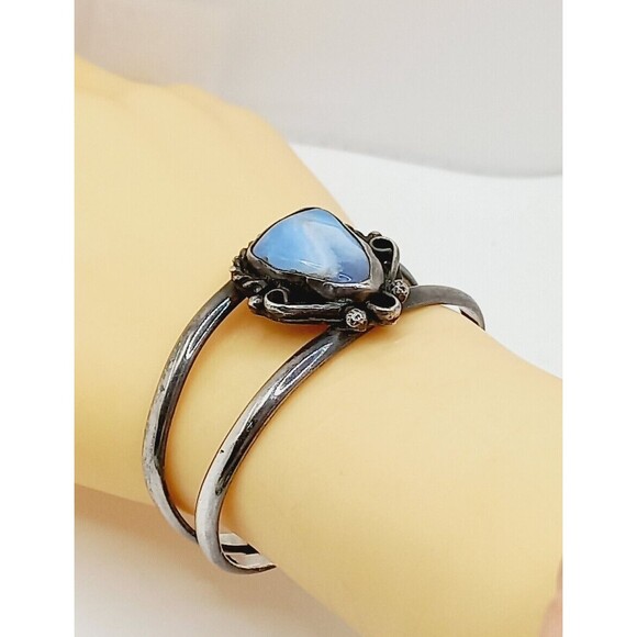 NAVAJO BLUE STONE STERLING BRACELET 925 - Picture 10 of 13